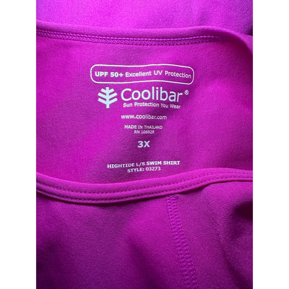 Coolibar Womens 3X Purple Hightide Long Sleeve UPF 50 Swim Shirt Sun Protection - Picture 7 of 11